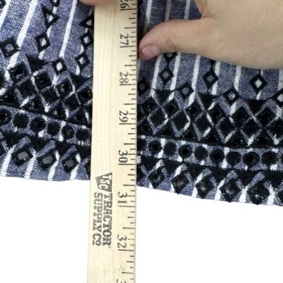 Parker Women Blue White Black Stripes Linen Blend Off the Shoulder Mini Dress XS - Picture 8 of 12